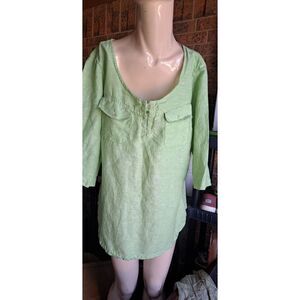 EDDIE Bauer XL Spring Green Linen Top